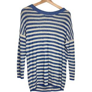 J.Crew Womens Pullover Sweater Blue Beige Stripe Long Sleeve Scoop Neck S